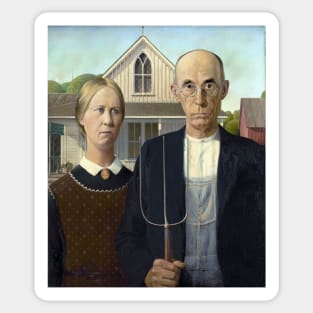 American Gothic, by Grant Wood, Oil on Beaverboard, 1930. Sticker